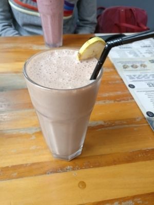 Vegan banana & chocolate milkshake at Alley Cafe Bar in Nottingham