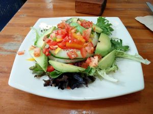 Bespoke raw vegan salad. Just veggies nothing else added. at Alley Cafe Bar in Nottingham