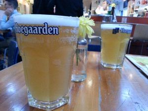 nice beer in the bar at Alley Cafe Bar in Nottingham