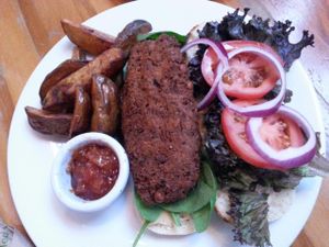 magic vegan burger ;) delicious! at Alley Cafe Bar in Nottingham