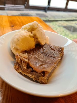 Upside down cake and ice cream at The Good Life Wholefood Restaurant in Shrewsbury