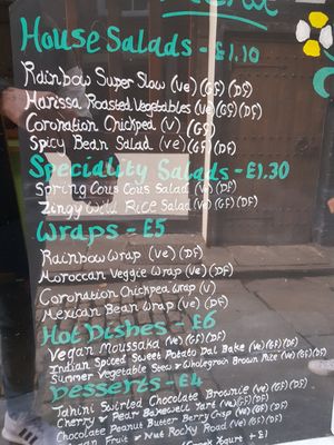 Menu at The Good Life Wholefood Restaurant in Shrewsbury