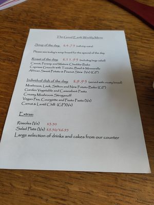 Menu at The Good Earth in Leicester