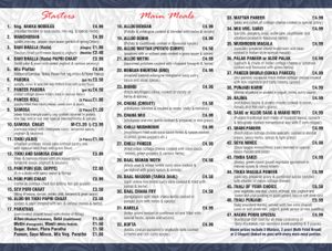 Menu 2 at Sardaar Restaurant in Leicester