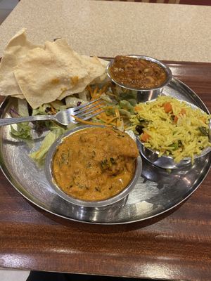 Typical vegan thali option. Very filling, but you can add extras if you have a healthy appetite. at Govinda's in London