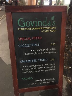 Front sign at Govinda's in London