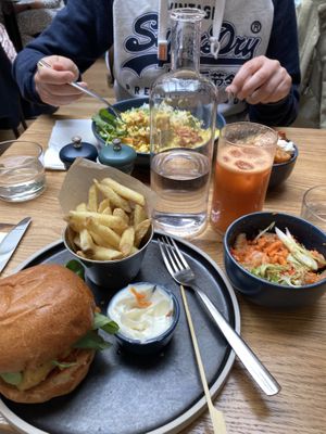 Fries included with the burger. at Mildreds - Soho in London