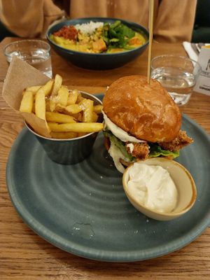 Burger and chips at Mildreds - Soho in London