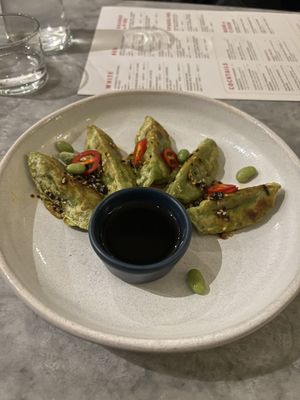 Spinach gyoza  at Mildreds - Soho in London