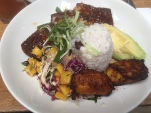 Vegan carribean Jerk tofu at Mildreds - Soho in London