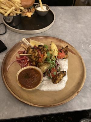 GF ‘chicken’ skewers  at Mildreds - Soho in London