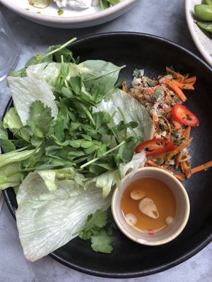 This salad was spicy and food flavors, but very pricey for the amount of “food” next to the salads.   at Mildreds - Soho in London