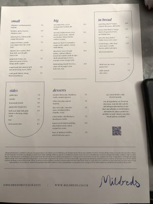 Menu part 1  at Mildreds - Soho in London