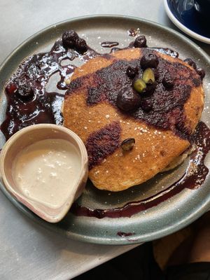 Blueberry buttermilk pancakes… really tasty but better shared with someone and order a second dish as it’s a lot of the same!  at Mildreds - Soho in London