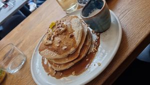 Banana pancakes at Mildreds - Soho in London