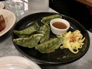 Spinach gyoza  at Mildreds - Soho in London