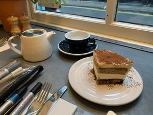 Tiramisu & tea  at Mildreds - Soho in London