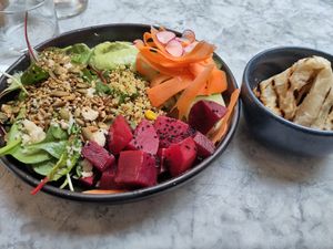 Alma bowl and paratha at Mildreds - Soho in London