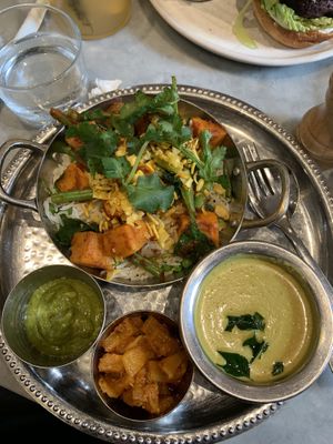 Impossible to choose - this is the Sri Lankan coconut curry. The pineapple side dish sealed the deal    at Mildreds - Soho in London