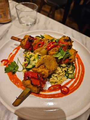 Chicken mango skewers at Mildreds - Soho in London
