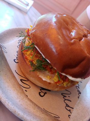 Scrambled tofu bun at Mildreds - Soho in London