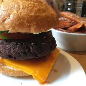 lentil burger at Mildreds - Soho in London
