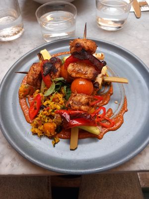 Shish kebab at Mildreds - Soho in London
