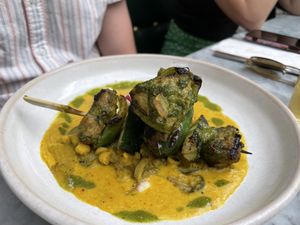 ‘Chicken’ skewer   at Mildreds - Soho in London