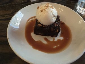 Salted caramel brownie at Mildreds - Soho in London