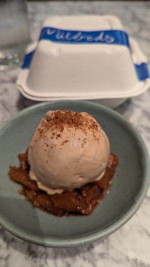 Salted caramel ice cream with pineapple compote at Mildreds - Soho in London