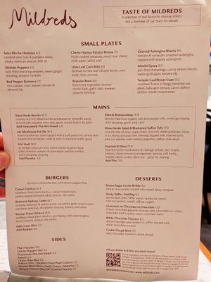 Menu page at Mildreds - Soho at Mildreds - Soho in London