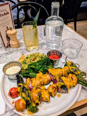 Chick'n Kebap and a pineapple oolong cooler at Mildreds - Soho in London