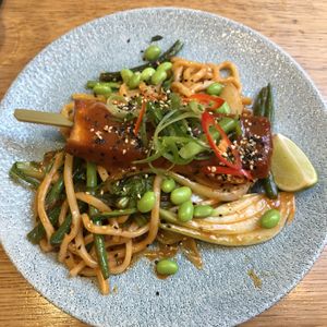 Vegan tofu & noodles  at Mildreds - Soho in London