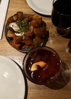 Patatas bravas with chili from the starters menu at Mildreds - Soho in London