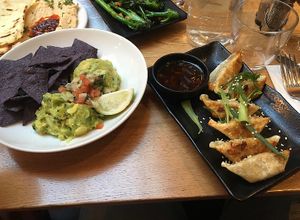 Guacamole and dumplings 😍😍😍 at Mildreds - Soho in London