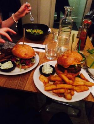 Amazing burgers 💚 at Mildreds - Soho in London