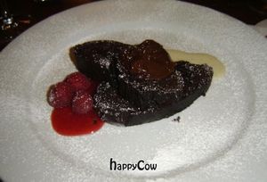 Chocolate Roulade, filled with Raspberries, Earl Grey Truffles and Vanilla Soya Cream (vegan) at Carnevale in London