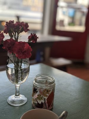 The view from out table onto the high street. Lovely! at The Gleaners Cafe in East London