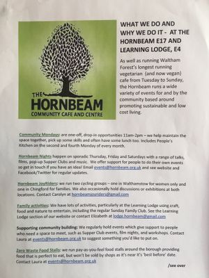 The Hornbeam intro at The Gleaners Cafe in East London