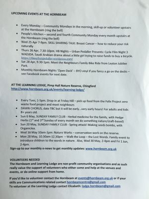 Upcoming events for May 2018 at The Gleaners Cafe in East London