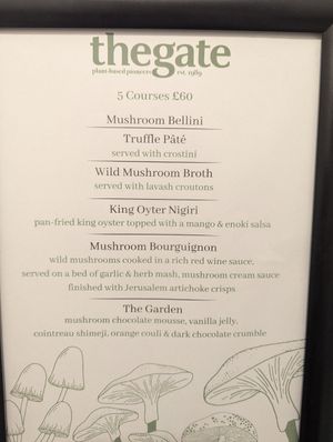 Mushroom set menu (I didn't try it) at The Gate - Hammersmith in West London