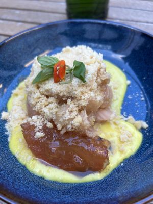 Apple and rhubarb crumble  at The Gate - Hammersmith in West London