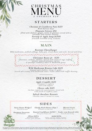Three course xmas 2025 menu at £40 at The Gate - Hammersmith in West London