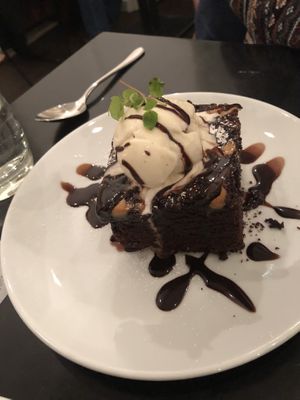 Peanut butter brownie with vanilla ice cream  at The Gate - Hammersmith in West London