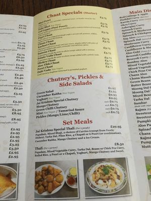 Menu Jan 2018  at Jai Krishna in North London