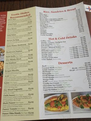 Menu Jan 2018 - specials, breads, drinks and desserts  at Jai Krishna in North London