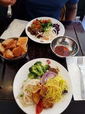 Selection of their cold salads and prawn toast at Dou Dou - Qing Buffet in North West London