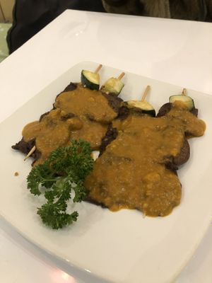 ‘Beef’ satay  at Loving Hut in North London