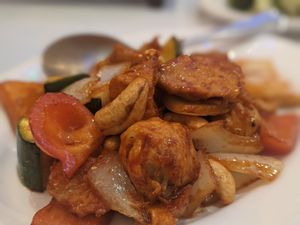 Chicken and Cashew in Yellow Bean sauce. Very nice! at Loving Hut in North London