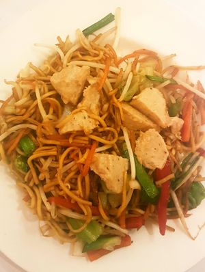 Chicken Chow Mein at Loving Hut in North London
